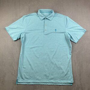 Johnnie-O Mens Shirt Large Blue Striped Polo Prep-Formance Stretch Golf Preppy